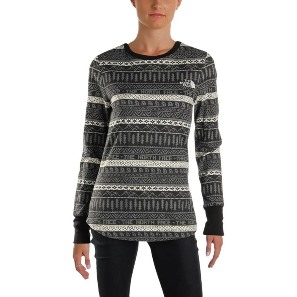 The North Face Black & Gray Patterned Long Sleeve Tee